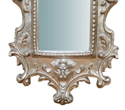 Biscottini SPECCHIERA DA PARETE IN LEGNO FINITURA FOGLIA ARGENTO ANTICATO L34XPR4XH64 cm Made in Italy