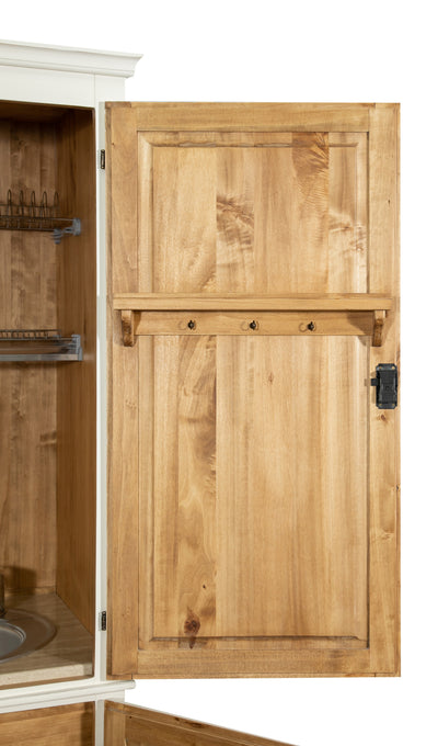 Biscottini CREDENZA CUCINA IN LEGNO MASSELLO DI TIGLIO FINITURA BIANCA ANTICATA L130XPR60XH115 CM. MADE IN ITALY