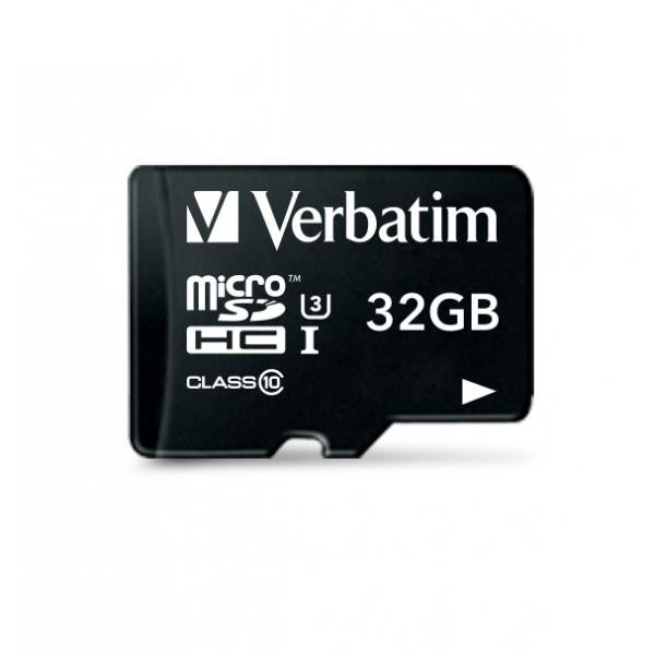 Memoria Micro SDHC Pro U3 32 Gb Verbatim 47041 - Transflash 32 Gb - Class10 UHS-3 - Lettura 90 MB/s - Adattatore incluso