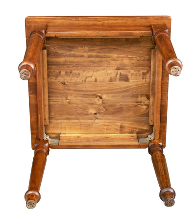 Biscottini Tavolo fisso Country in legno massello di tiglio finitura noce L80xPR80xH78 cm. Made in Italy