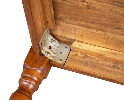 Biscottini Tavolo fisso Country in legno massello di tiglio finitura noce L80xPR80xH78 cm. Made in Italy