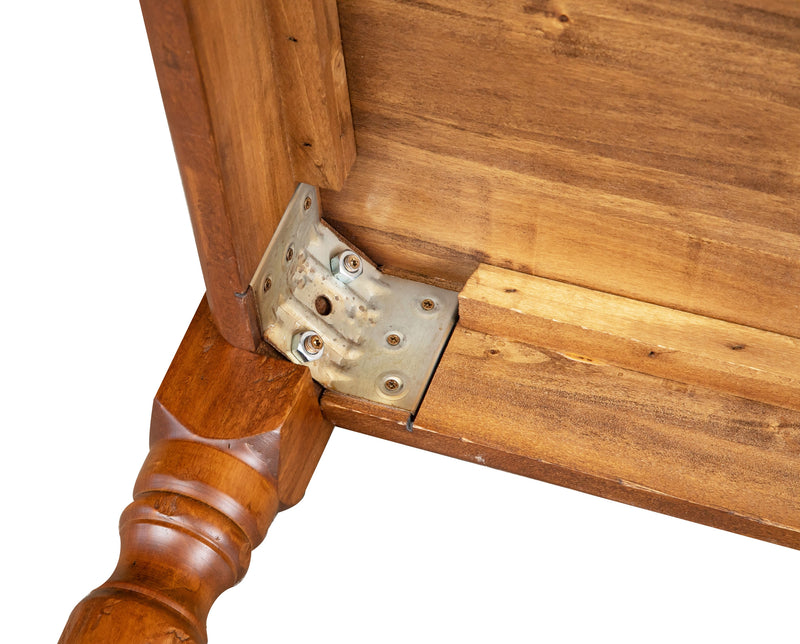 Biscottini Tavolo fisso Country in legno massello di tiglio finitura noce L80xPR80xH78 cm. Made in Italy