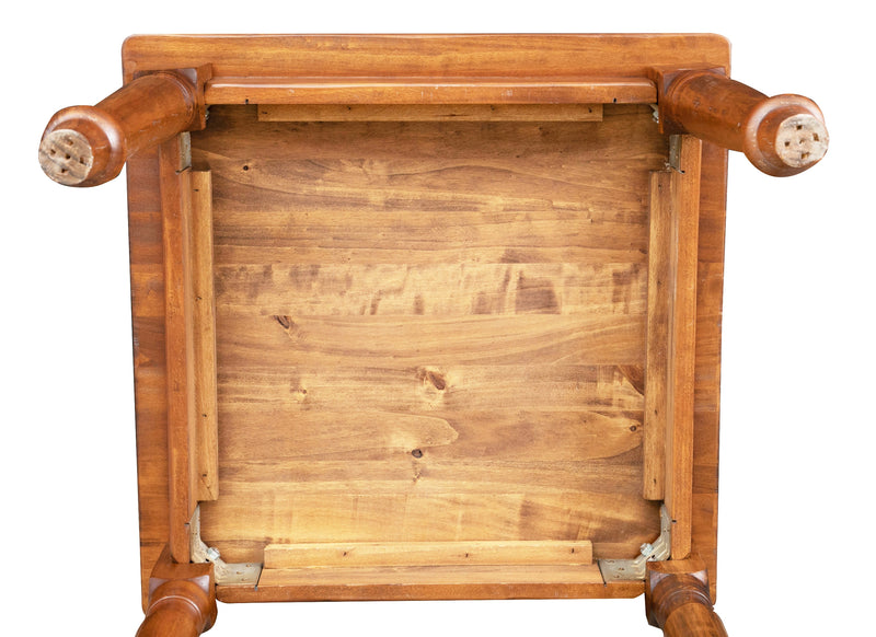 Biscottini Tavolo fisso Country in legno massello di tiglio finitura noce L80xPR80xH78 cm. Made in Italy