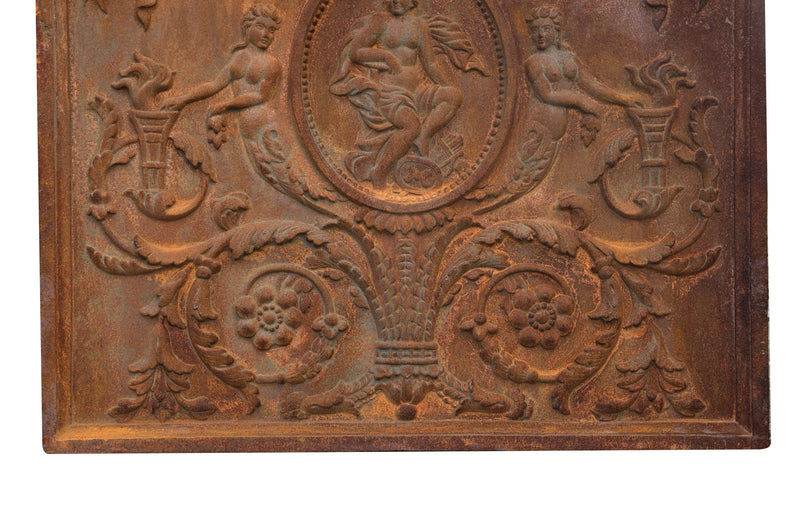 Biscottini PIASTRA DA CAMINO IN FUSIONE DI GHISA L65XPR2XH81 CM RUGGINE AL NATURALE