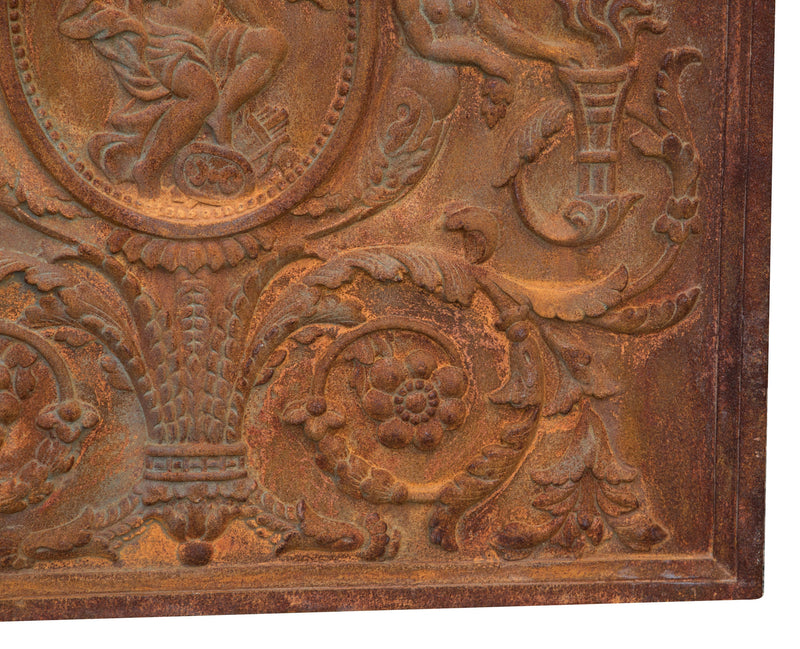 Biscottini PIASTRA DA CAMINO IN FUSIONE DI GHISA L65XPR2XH81 CM RUGGINE AL NATURALE