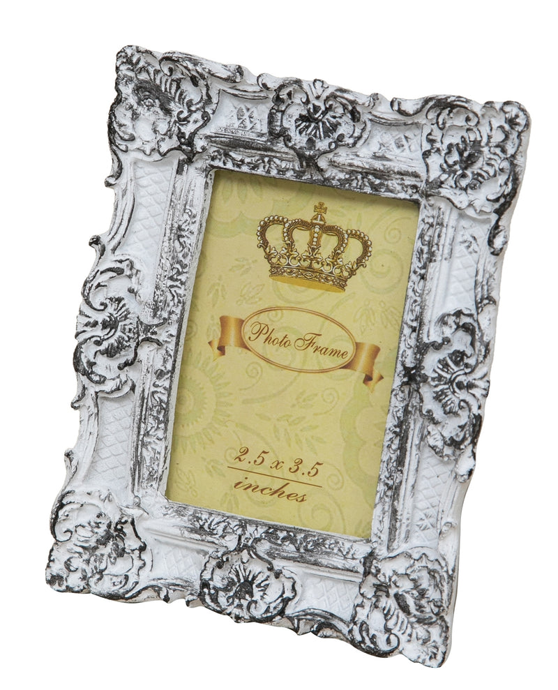 Biscottini PORTAFOTO DA APPOGGIO VERTICALE/ORIZZONTALE IN RESINA FINITURA BIANCO ANTICATA L10,5XPR2XH13 CM