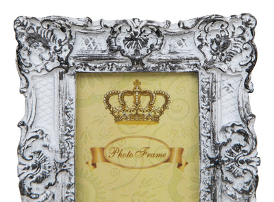 Biscottini PORTAFOTO DA APPOGGIO VERTICALE/ORIZZONTALE IN RESINA FINITURA BIANCO ANTICATA L10,5XPR2XH13 CM