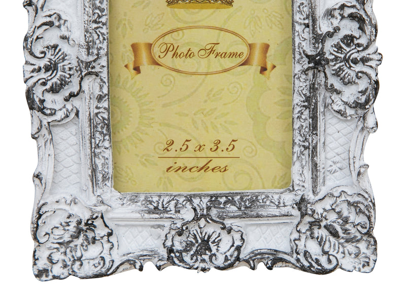 Biscottini PORTAFOTO DA APPOGGIO VERTICALE/ORIZZONTALE IN RESINA FINITURA BIANCO ANTICATA L10,5XPR2XH13 CM