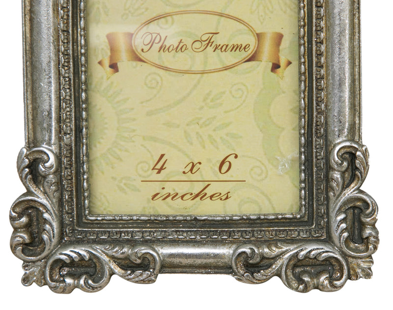 Biscottini PORTAFOTO DA APPOGGIO VERTICALE/ORIZZONTALE IN RESINA FINITURA ARGENTO ANTICATA L13,5XPR2XH17 CM