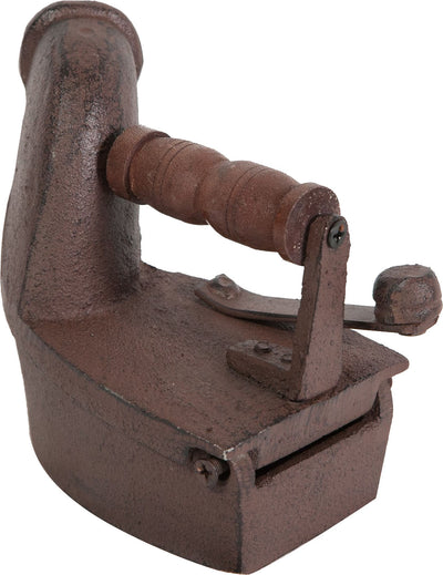 Biscottini Ferro da stiro in ghisa finitura ruggine anticata con manico di legno legno.