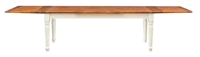 Biscottini Tavolo Country allungabile in legno massello di tiglio struttura bianca anticata piano noce L220xPR100xH80 cm. Made in Italy