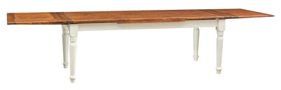 Biscottini Tavolo Country allungabile in legno massello di tiglio struttura bianca anticata piano noce L220xPR100xH80 cm. Made in Italy