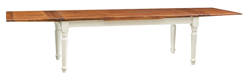 Biscottini Tavolo Country allungabile in legno massello di tiglio struttura bianca anticata piano noce L220xPR100xH80 cm. Made in Italy