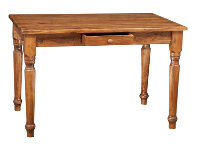 Biscottini Tavolo scrittoio Country in legno massello di tiglio finitura noce L120xPR80xH80 cm. Made in Italy