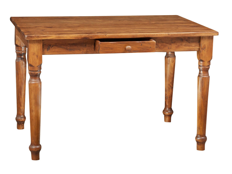 Biscottini Tavolo scrittoio Country in legno massello di tiglio finitura noce L120xPR80xH80 cm. Made in Italy