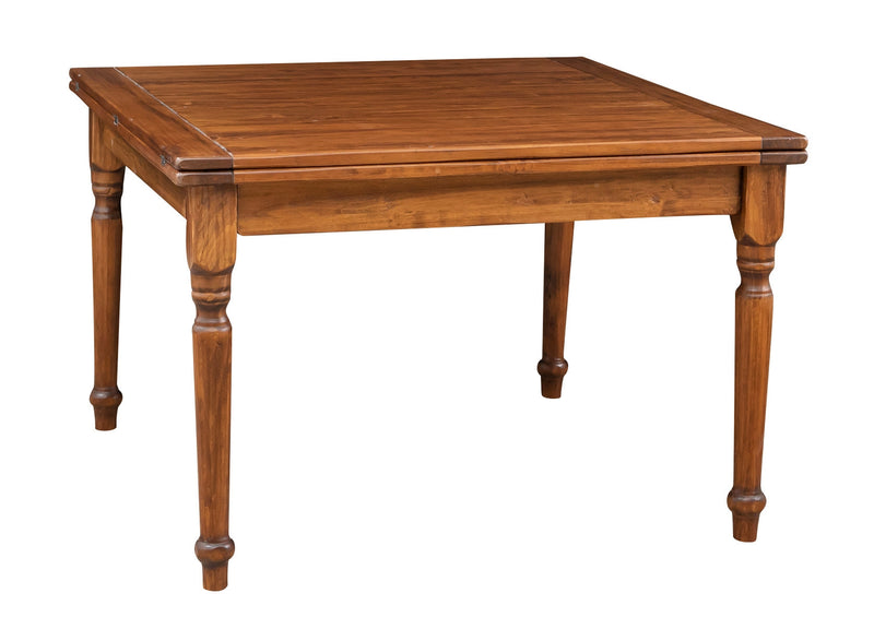 Biscottini Tavolo allungabile a libro Country in legno massello di tiglio finitura noce 120x120x80 cm. Made in Italy