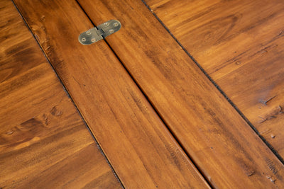 Biscottini Tavolo allungabile a libro Country in legno massello di tiglio finitura noce 120x120x80 cm. Made in Italy