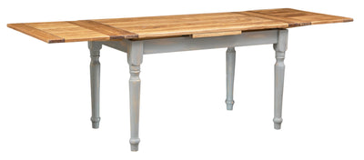 Biscottini Tavolo allungabile Country legno massello di tiglio struttura grigio anticato piano finitura naturale. Made Italy