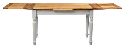 Biscottini Tavolo allungabile Country legno massello di tiglio struttura grigio anticato piano finitura naturale. Made Italy