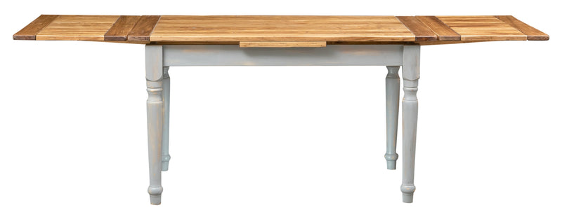Biscottini Tavolo allungabile Country legno massello di tiglio struttura grigio anticato piano finitura naturale. Made Italy