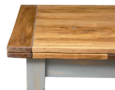 Biscottini Tavolo allungabile Country legno massello di tiglio struttura grigio anticato piano finitura naturale. Made Italy