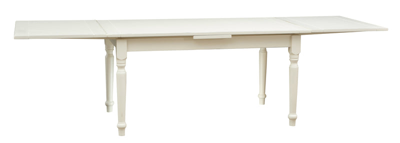 Biscottini Tavolo allungabile Country in legno massello di tiglio finitura bianca anticata L160xPR90xH80 cm. Made in Italy