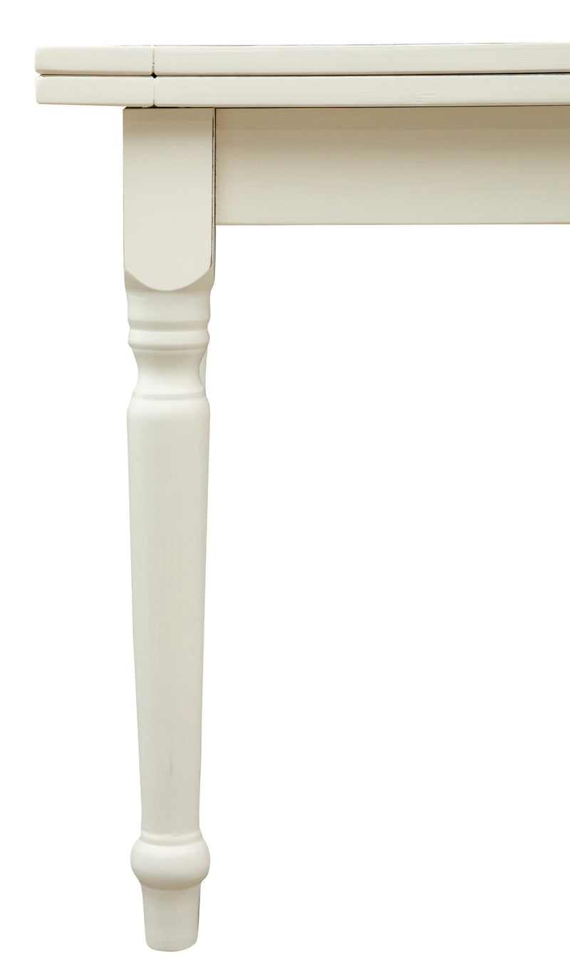 Biscottini Tavolo allungabile Country in legno massello di tiglio finitura bianca anticata L160xPR90xH80 cm. Made in Italy