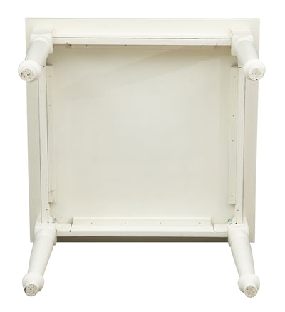 Biscottini Tavolo Country in legno massello di tiglio finitura bianca anticata L90xPR90xH78 cm. Made in Italy