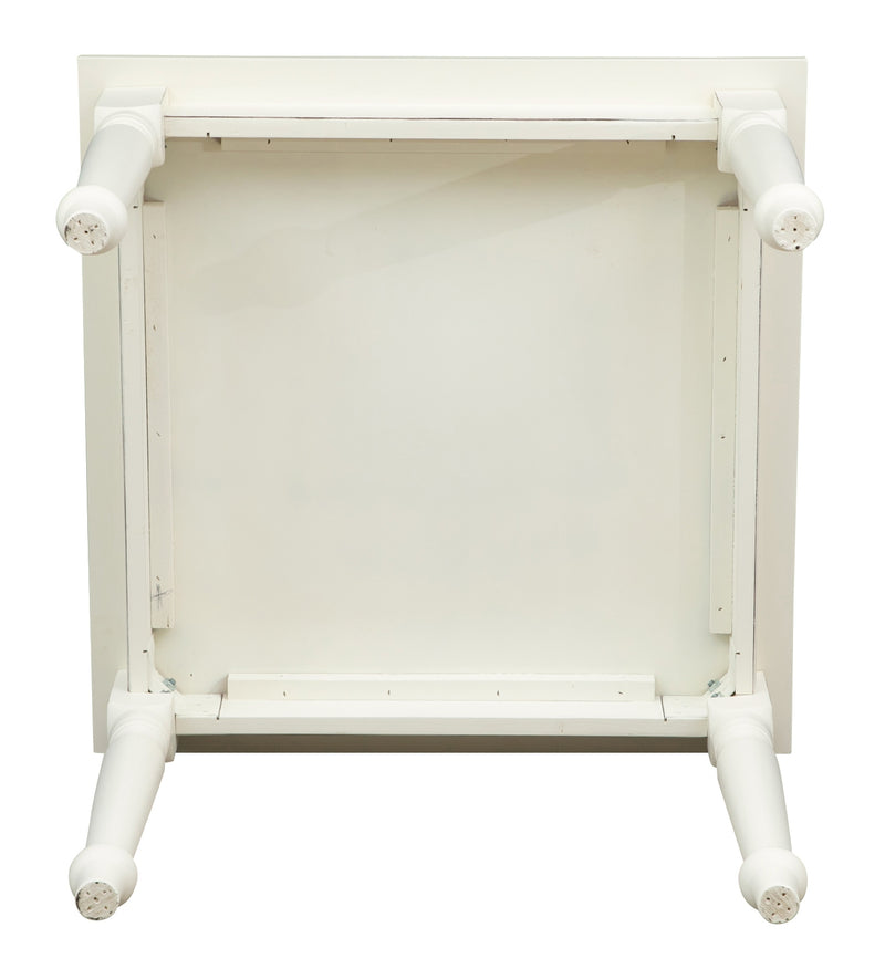 Biscottini Tavolo Country in legno massello di tiglio finitura bianca anticata L90xPR90xH78 cm. Made in Italy