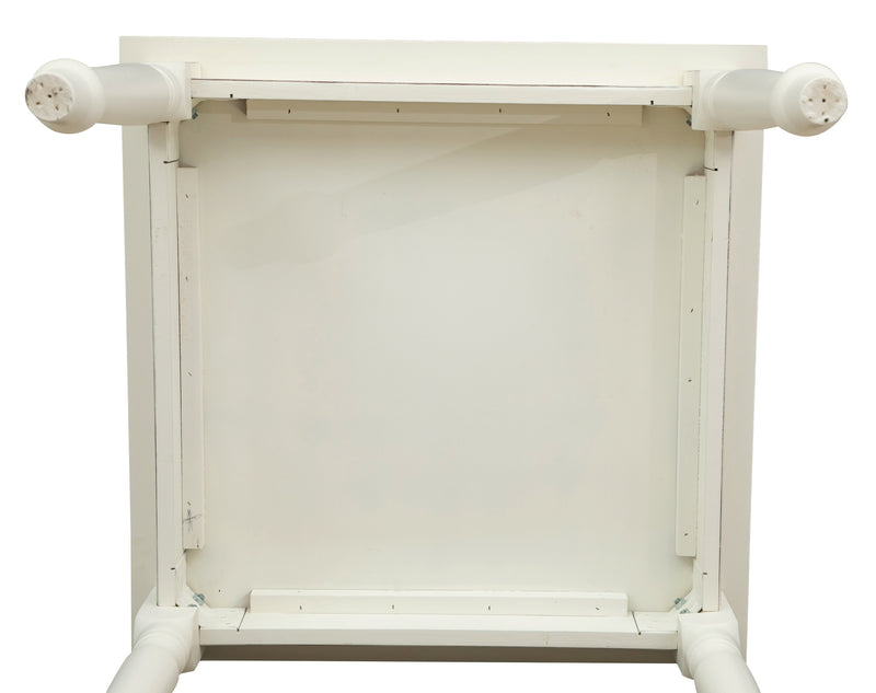 Biscottini Tavolo Country in legno massello di tiglio finitura bianca anticata L90xPR90xH78 cm. Made in Italy