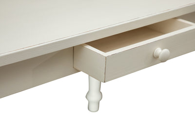 Biscottini Tavolo scrittoio Country in legno massello di tiglio finitura bianca anticata L120xPR80xH80 cm. Made in Italy
