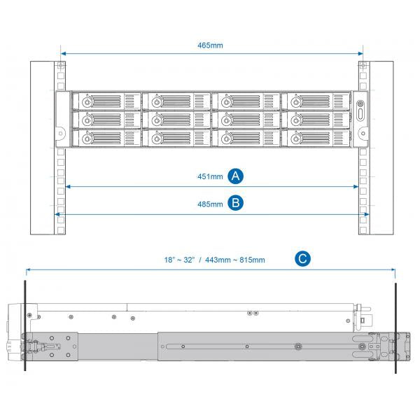 QNAP RAIL-B02 - Kit guide rack - per QNAP