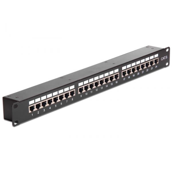 Pannello patch Delock con accoppiatori - CAT 6 - STP - RJ-45 X 24 - nero - 1U - 48,3 cm (19")