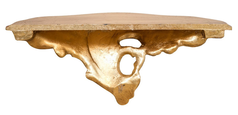 Biscottini MENSOLA A MURO IN LEGNO FINITURA FOGLIA ORO ANTICATO L19XPR19XH52 cm Made in Italy