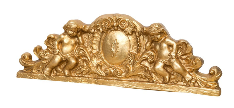 Biscottini SOPRAPORTA IN LEGNO FINITURA FOGLIA ORO ANTICATO L73XPR7XH26 cm Made in Italy