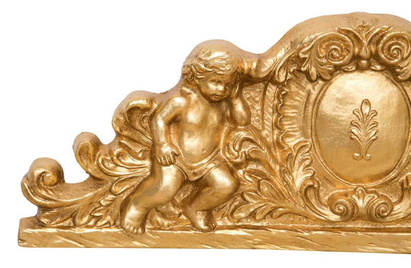 Biscottini SOPRAPORTA IN LEGNO FINITURA FOGLIA ORO ANTICATO L73XPR7XH26 cm Made in Italy