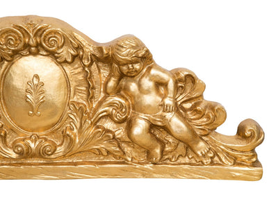 Biscottini SOPRAPORTA IN LEGNO FINITURA FOGLIA ORO ANTICATO L73XPR7XH26 cm Made in Italy