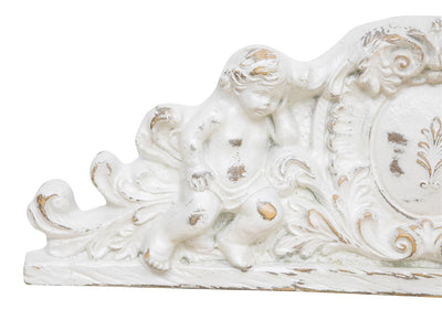 Biscottini SOPRAPORTA IN LEGNO FINITURA BIANCO ANTICATO L73XPR7XH26 cm Made in Italy