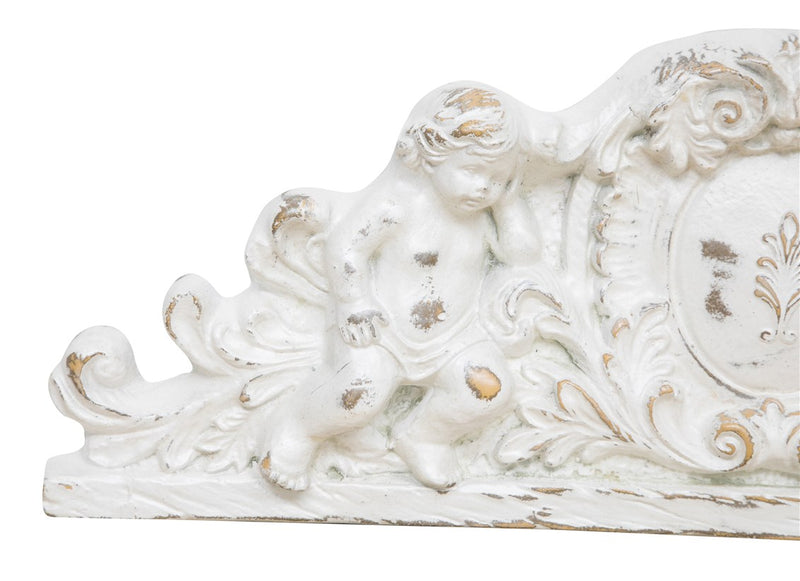 Biscottini SOPRAPORTA IN LEGNO FINITURA BIANCO ANTICATO L73XPR7XH26 cm Made in Italy