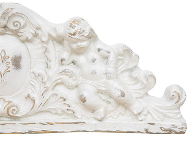 Biscottini SOPRAPORTA IN LEGNO FINITURA BIANCO ANTICATO L73XPR7XH26 cm Made in Italy