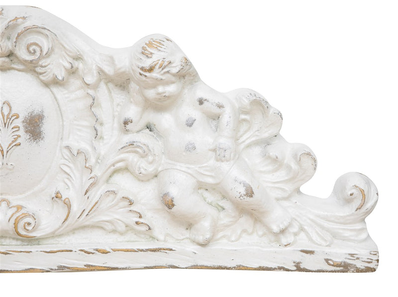 Biscottini SOPRAPORTA IN LEGNO FINITURA BIANCO ANTICATO L73XPR7XH26 cm Made in Italy