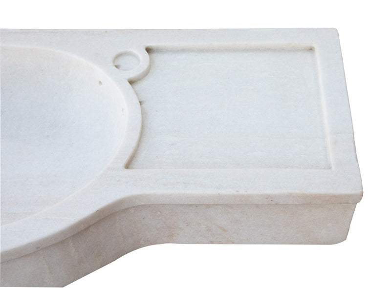 Biscottini LAVABO IN MARMO BIANCO L133XPR18XH43 CM Vasca realizzata completamente Offerta