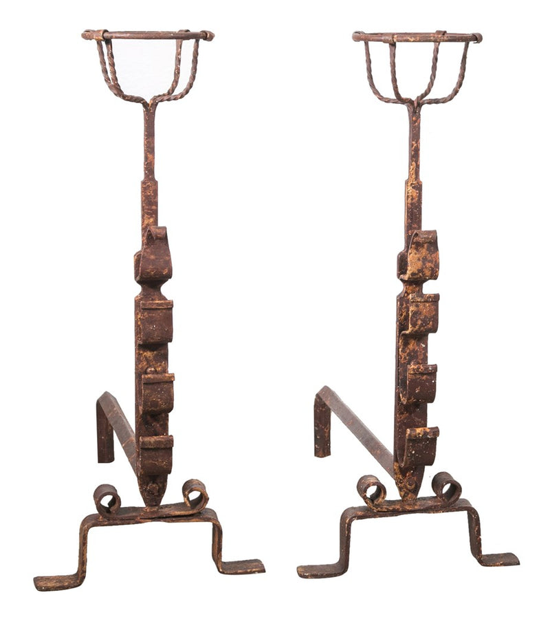 Biscottini COPPIA ALARI IN FERRO FORGIATO A MANO L64xPR29xH69 CM battuto interamente mano,