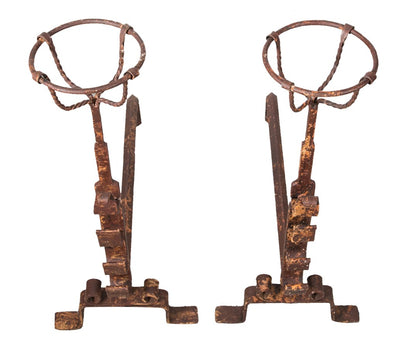 Biscottini COPPIA ALARI IN FERRO FORGIATO A MANO L64xPR29xH69 CM battuto interamente mano,