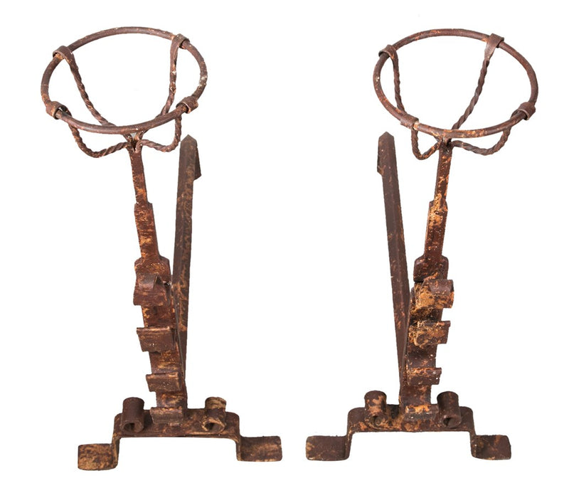 Biscottini COPPIA ALARI IN FERRO FORGIATO A MANO L64xPR29xH69 CM battuto interamente mano,