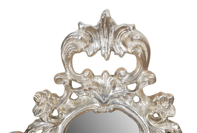 Biscottini SPECCHIERA DA PARETE IN LEGNO FINITURA FOGLIA ARGENTO ANTICATO L42xPR4xH62cm Made in Italy