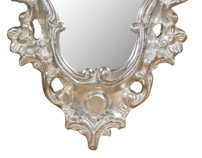 Biscottini SPECCHIERA DA PARETE IN LEGNO FINITURA FOGLIA ARGENTO ANTICATO L42xPR4xH62cm Made in Italy