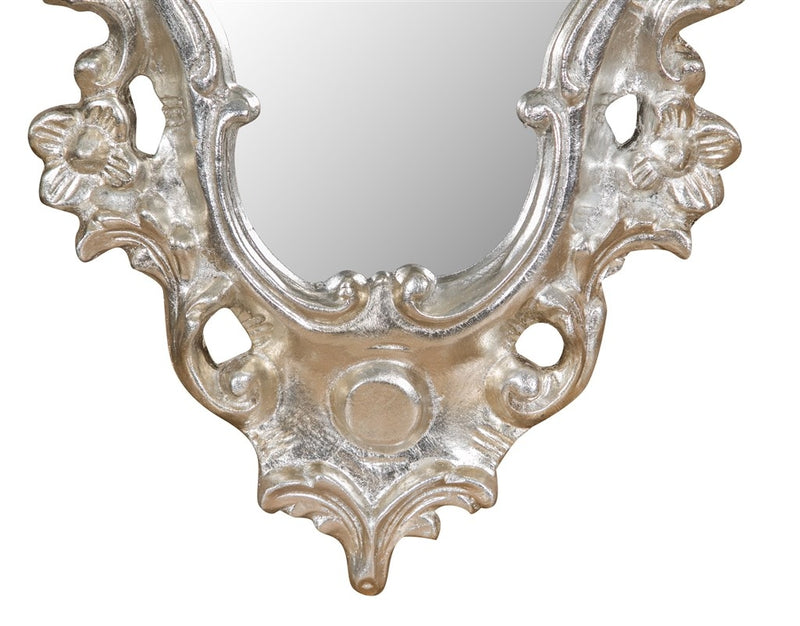 Biscottini SPECCHIERA DA PARETE IN LEGNO FINITURA FOGLIA ARGENTO ANTICATO L42xPR4xH62cm Made in Italy