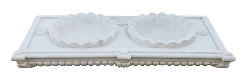 Biscottini Lavabo a due buche merlettate in marmo bianco L130xPR56xH15 cm Vasca realizzata