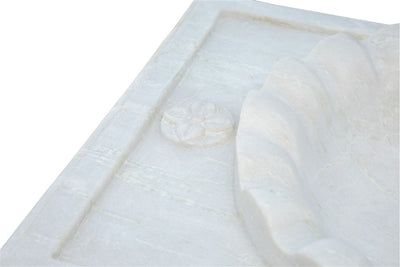 Biscottini Lavabo a due buche merlettate in marmo bianco L130xPR56xH15 cm Vasca realizzata